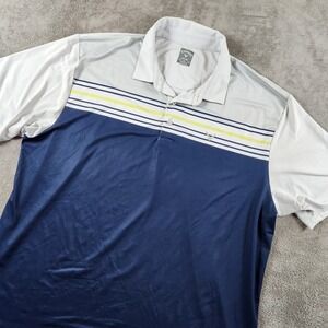 Callaway Opti-Dri Golf Polo Mens XXL Shirt Navy Grey Striped Performance 2129